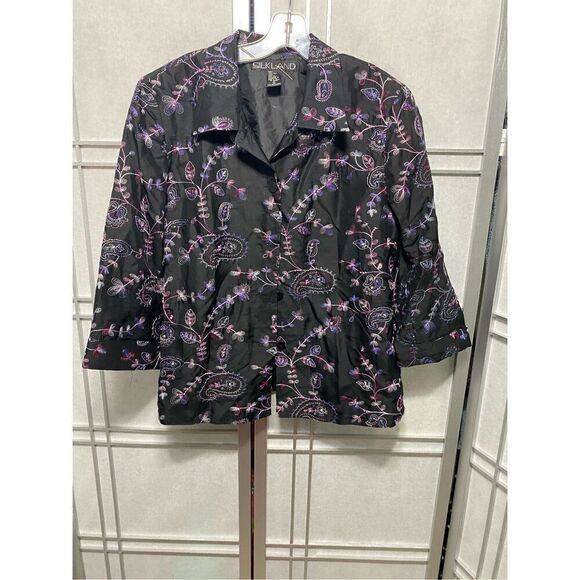 Silkland fully embroidery womens blouse jacket size 12 - Picture 1 of 8